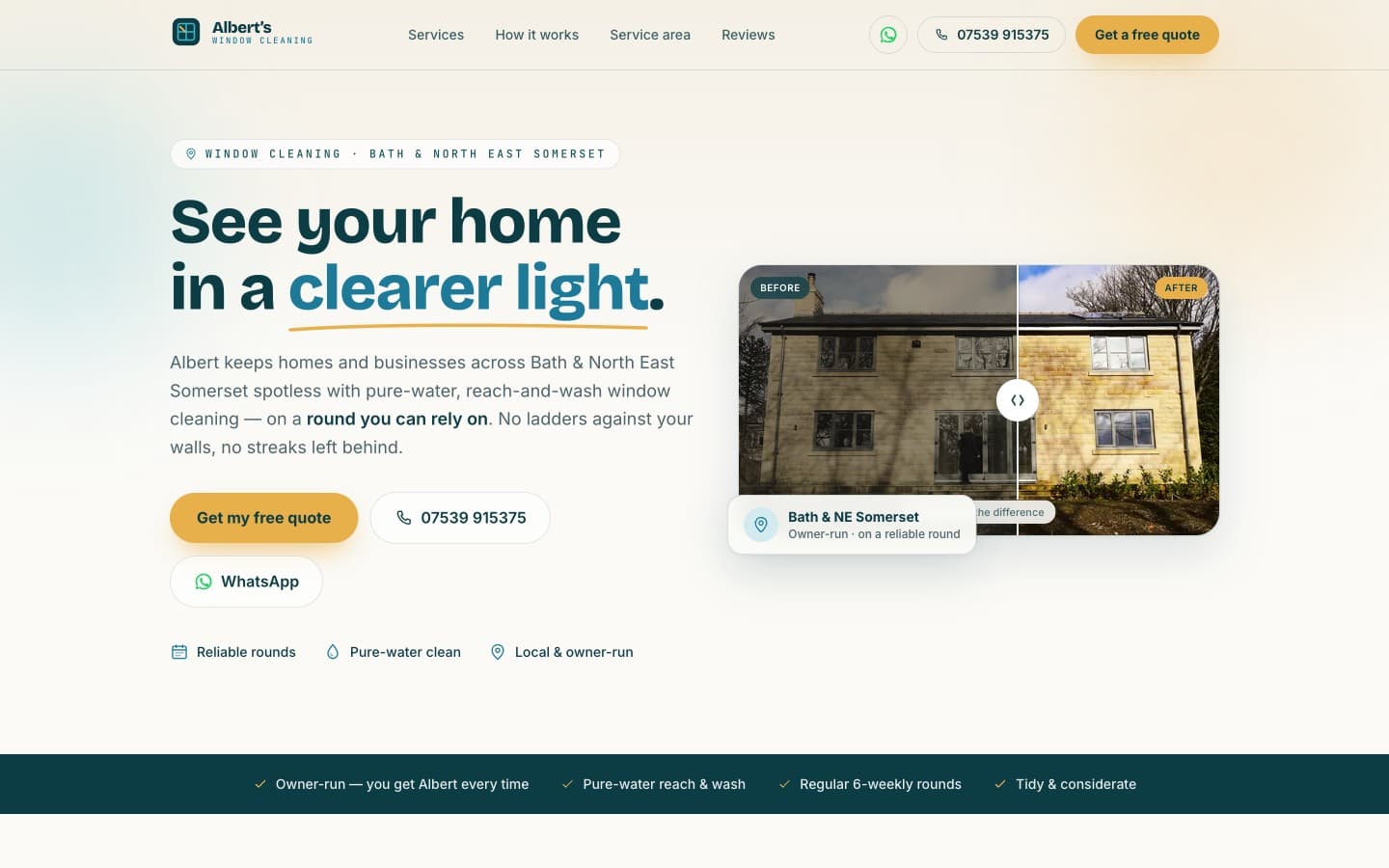 Albert's Window Cleaning — Home Services website designed and built by Glow Up Digital