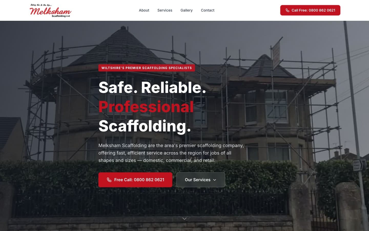 Melksham Scaffolding — Scaffolding & Construction website designed and built by Glow Up Digital