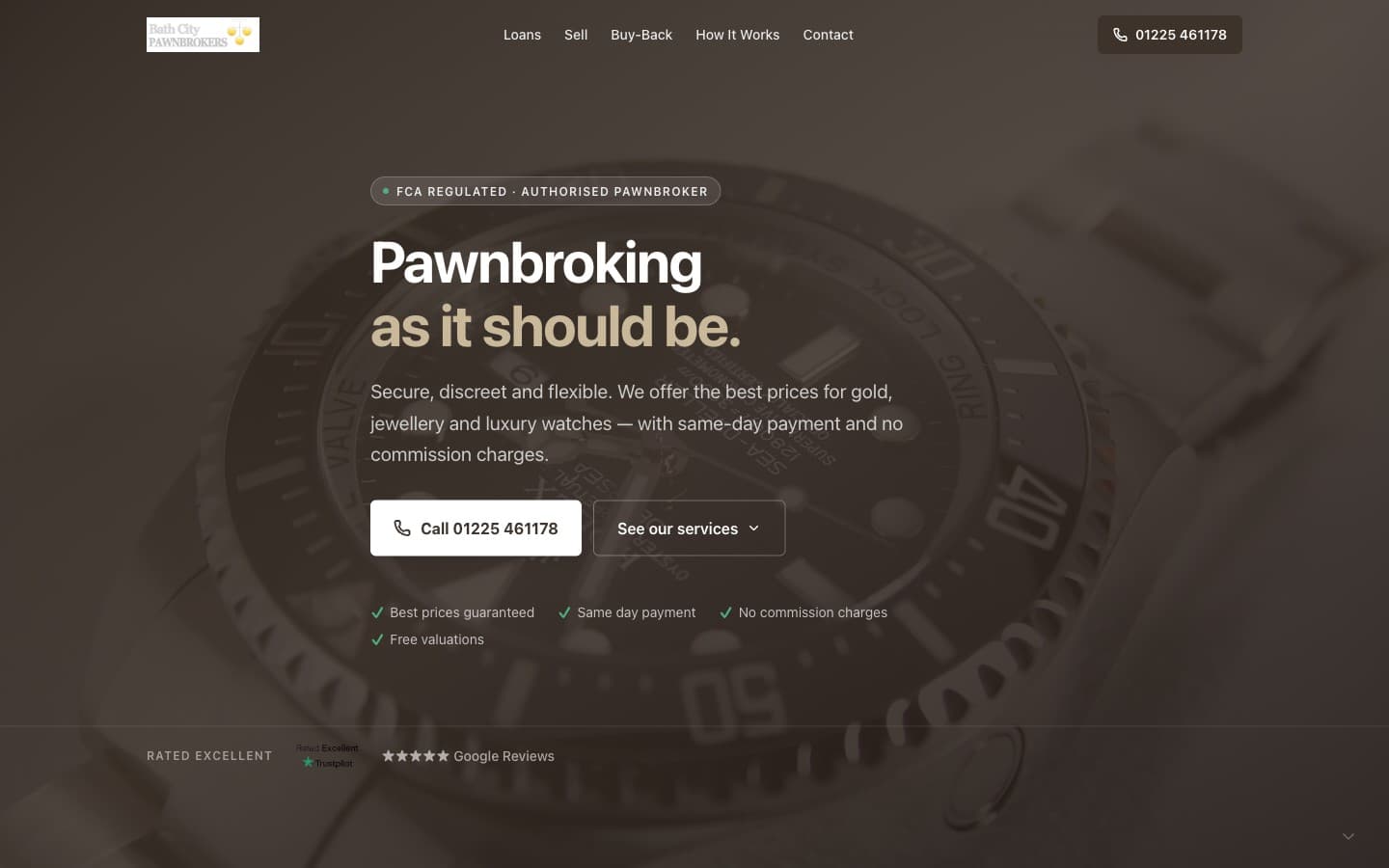 Bath City Pawnbrokers — Pawnbroking & Valuations website designed and built by Glow Up Digital