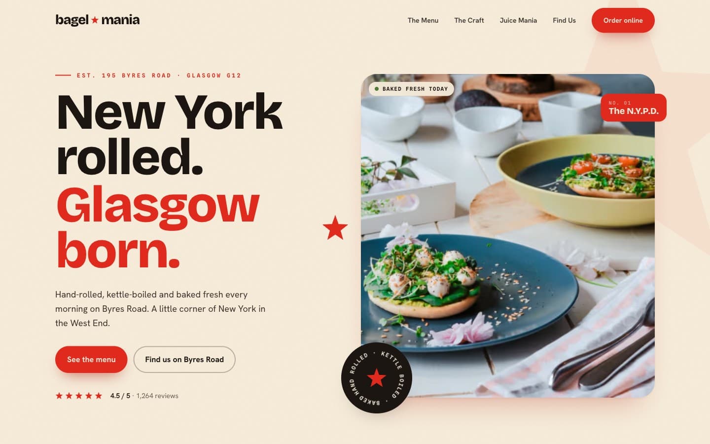 Bagel Mania — Bakery & Café website designed and built by Glow Up Digital